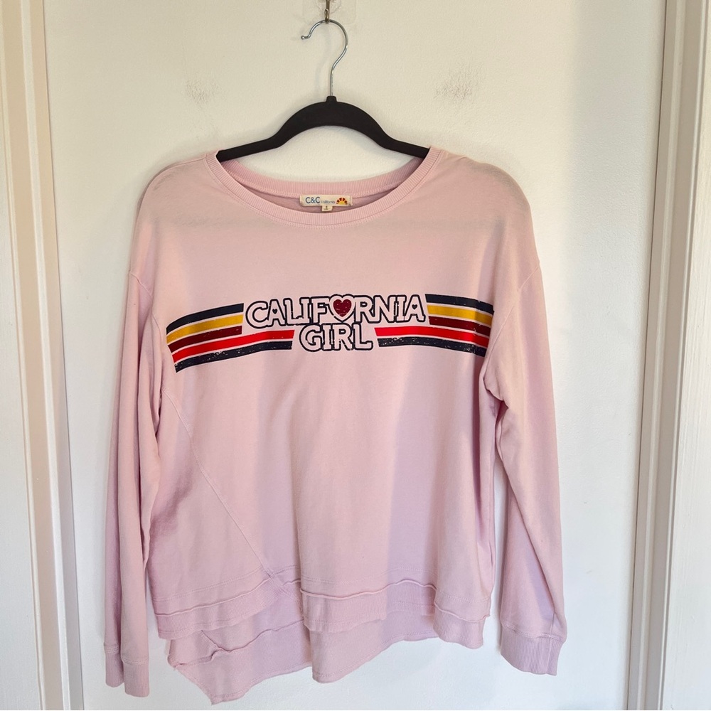 C&C California Light Pink California Girl Sweatshirt, Beachy, Size Small